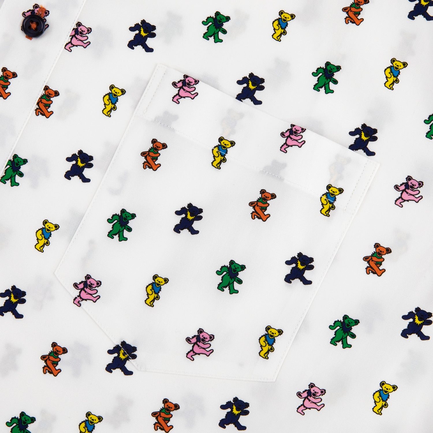 Big and Tall White Dancing Bear Short Sleeve Button Down - Section 119