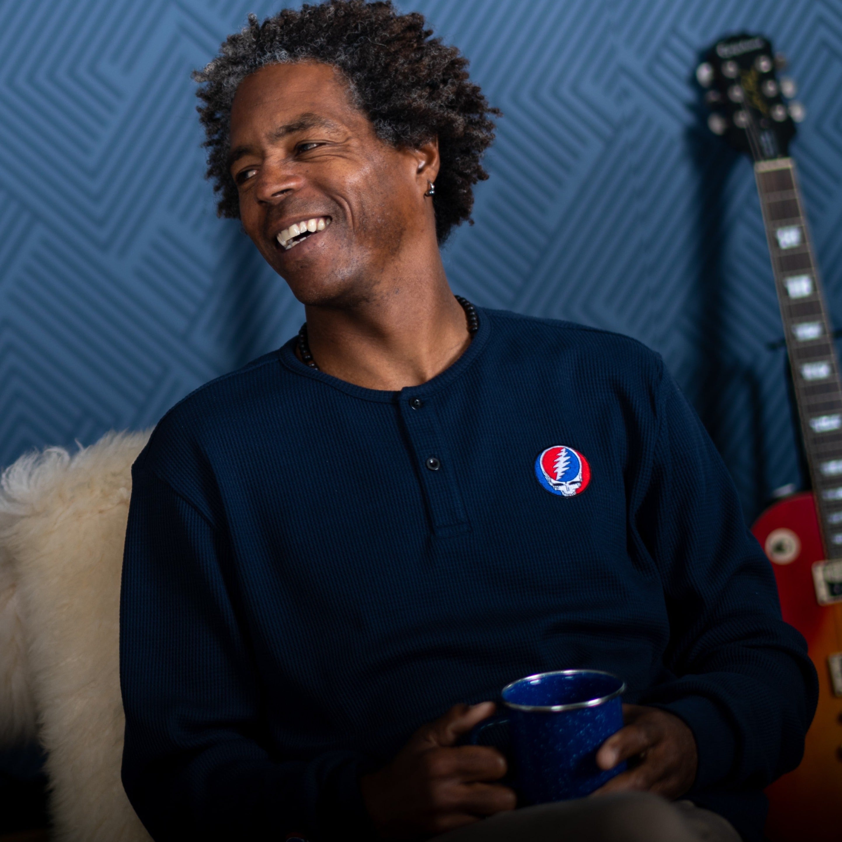 Grateful Dead Henley Stealie on Navy - Section 119