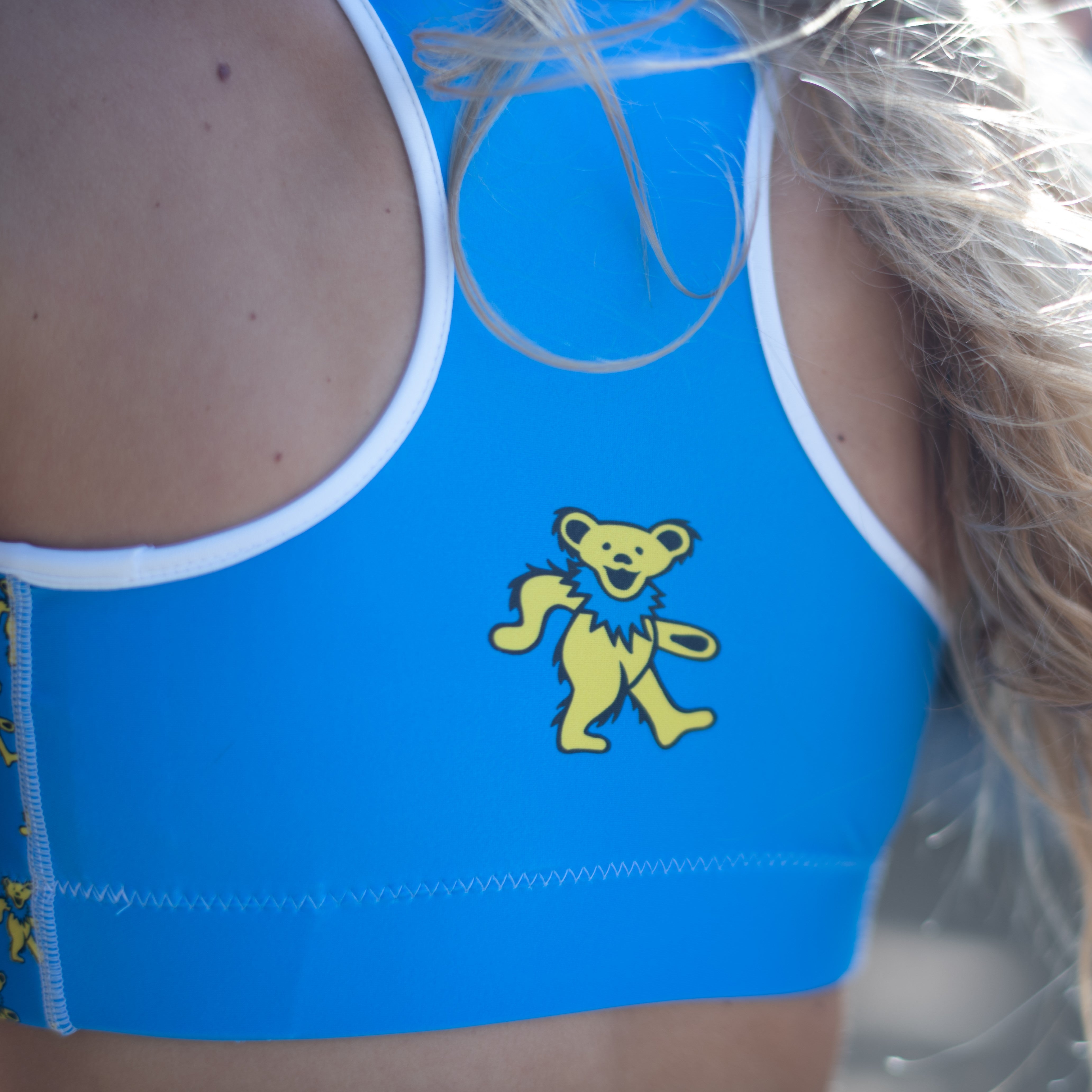 Grateful Dead Blue and Yellow Dancing Bear Sports Bra - Section 119