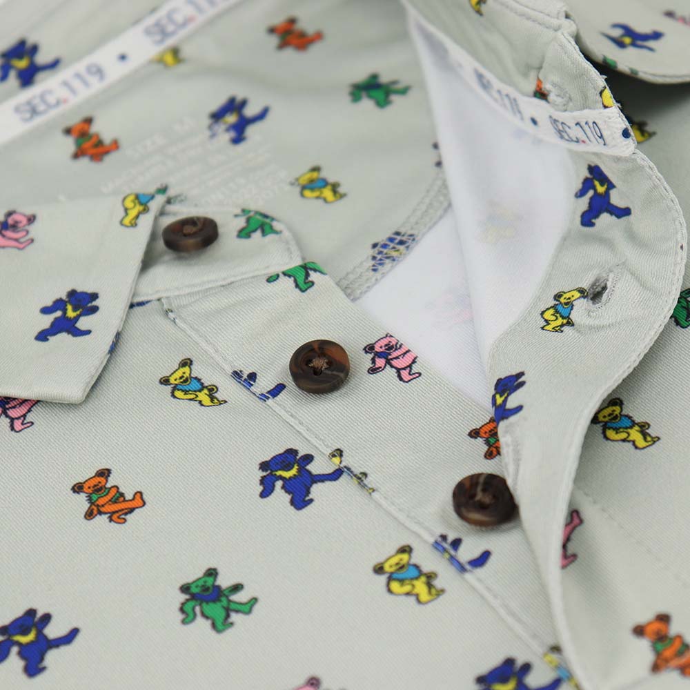 Grateful Dead Dry Fit Grey Dancing Bears Polo - Section 119