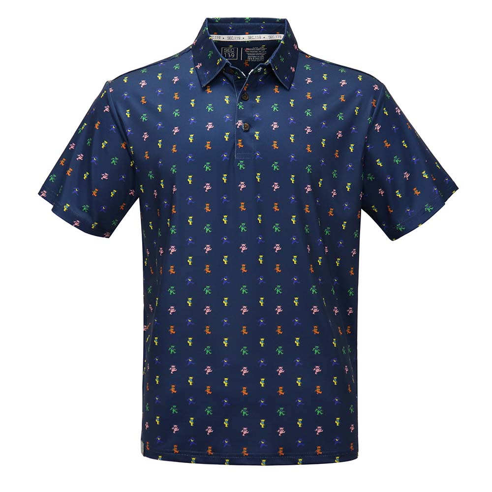 Grateful Dead Dry Fit All Over Dancing Bear Polo - Section 119