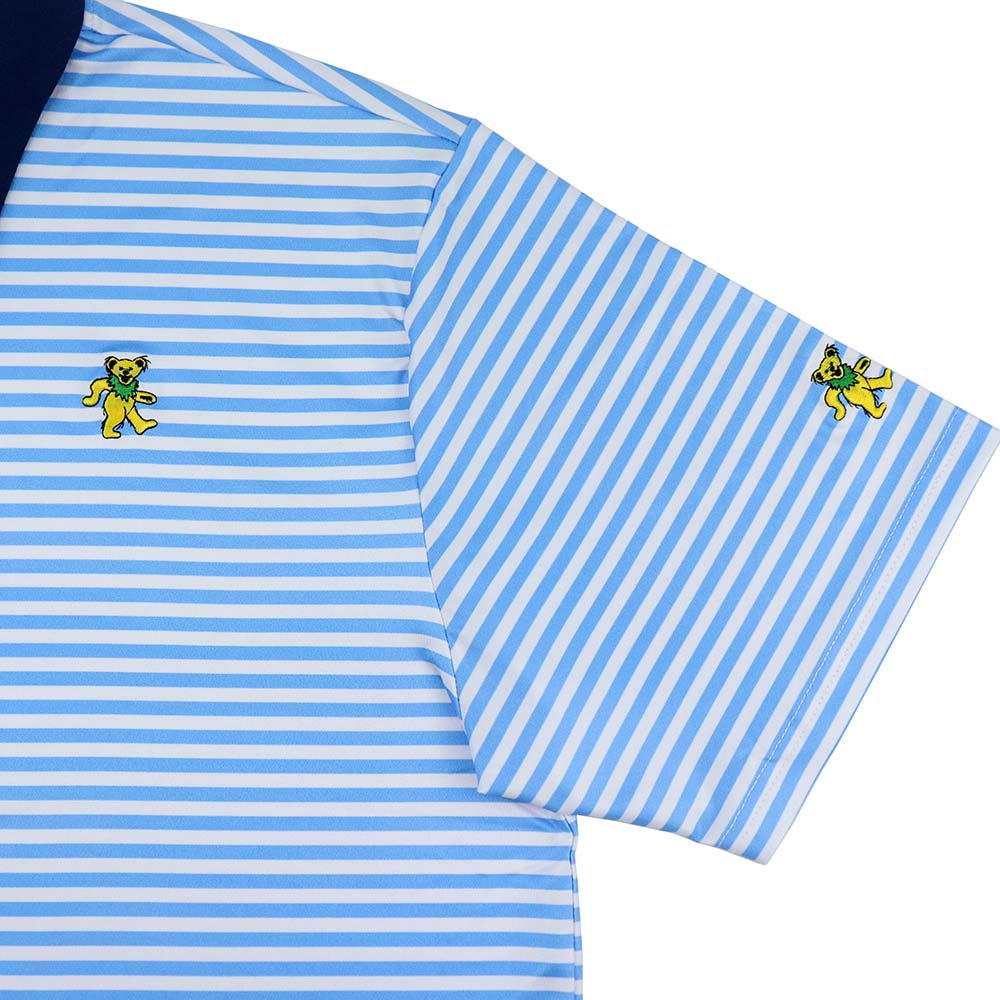Grateful Dead Blue-Stripe Dancing Bear Dry Fit Polo - Section 119