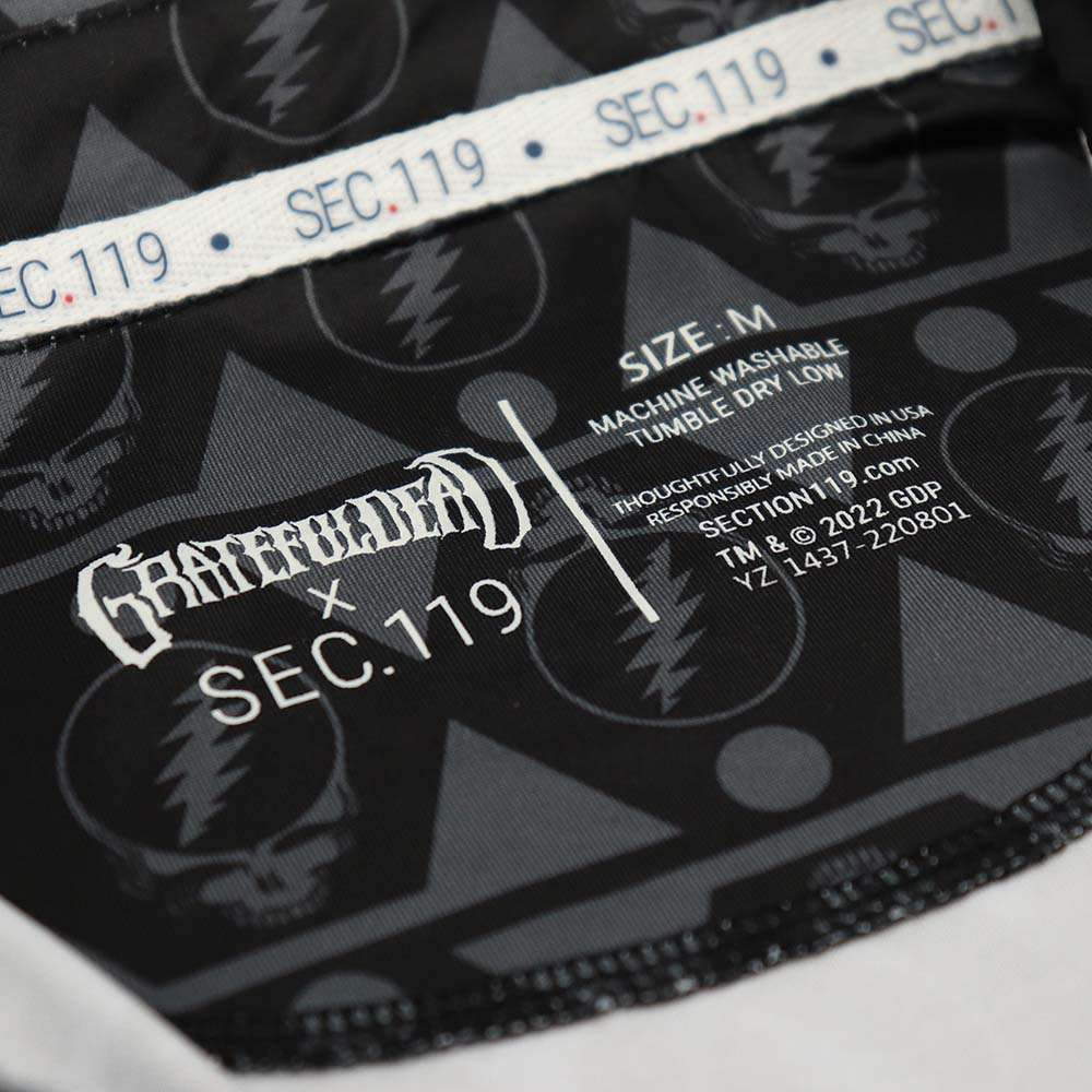 Grateful Dead Polo Long Sleeve Black Grey Stealie - Section 119