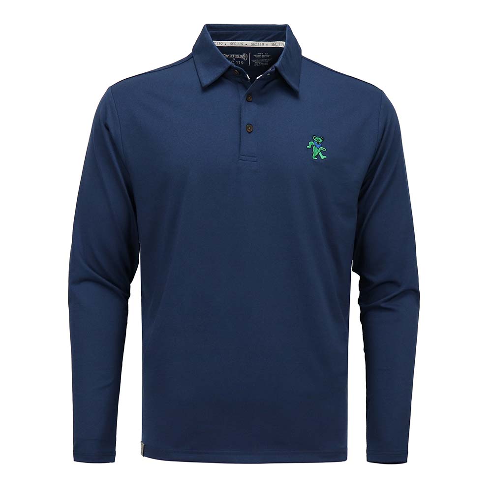 Grateful Dead Polo Long Sleeve Navy Green Bear - Section 119