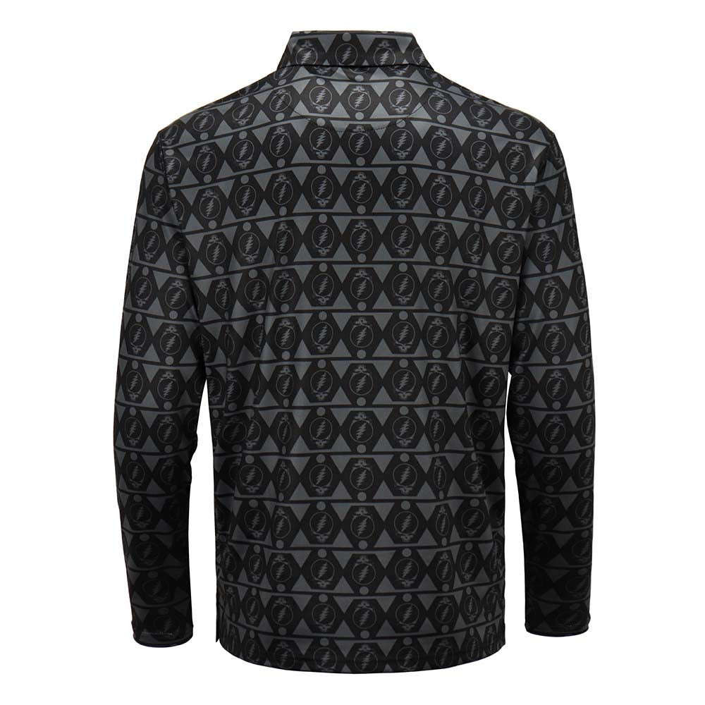 Grateful Dead Polo Long Sleeve Black Grey Stealie - Section 119