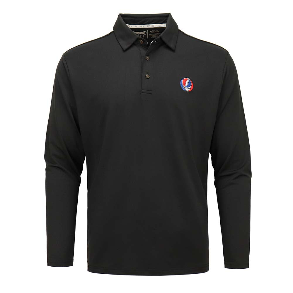 Grateful Dead Polo Long Sleeve Black Stealie - Section 119