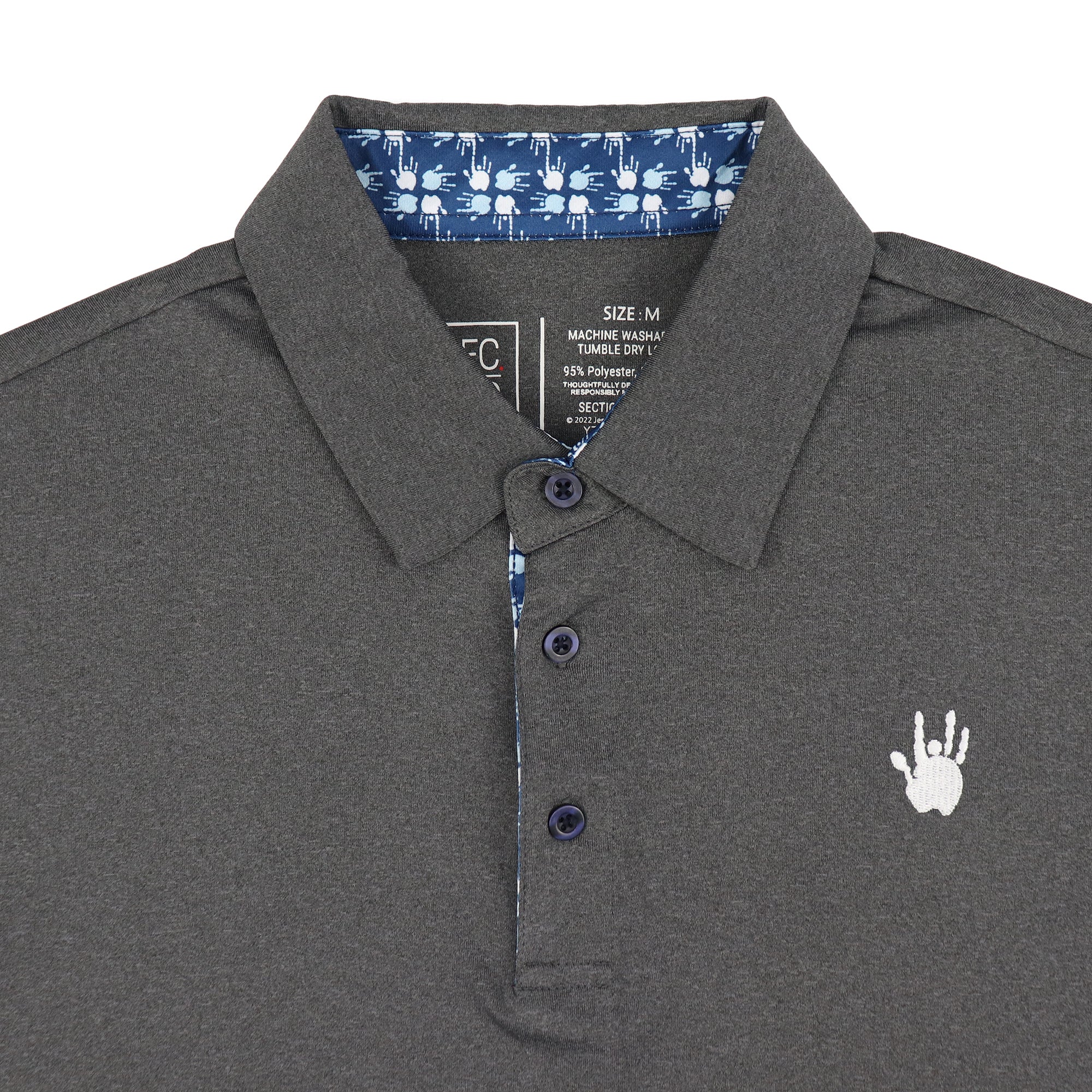 Jerry Garcia Grey Middle Finger Dry Fit Polo - Section 119