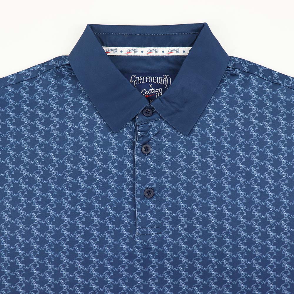 Grateful Dead Performance Polo Navy with Skeletons - Section 119