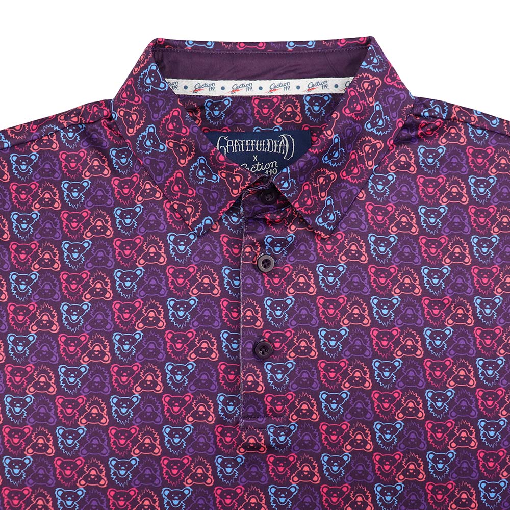 Grateful Dead Performance Polo Purple Bears - Section 119