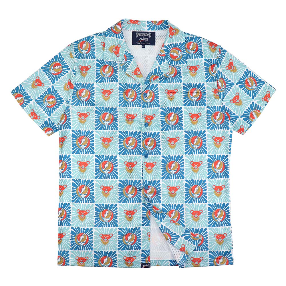 Grateful Dead Teal & Orange Bear Mesh Shirt - Section 119