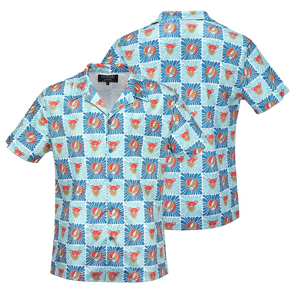 Grateful Dead Teal & Orange Bear Mesh Shirt - Section 119