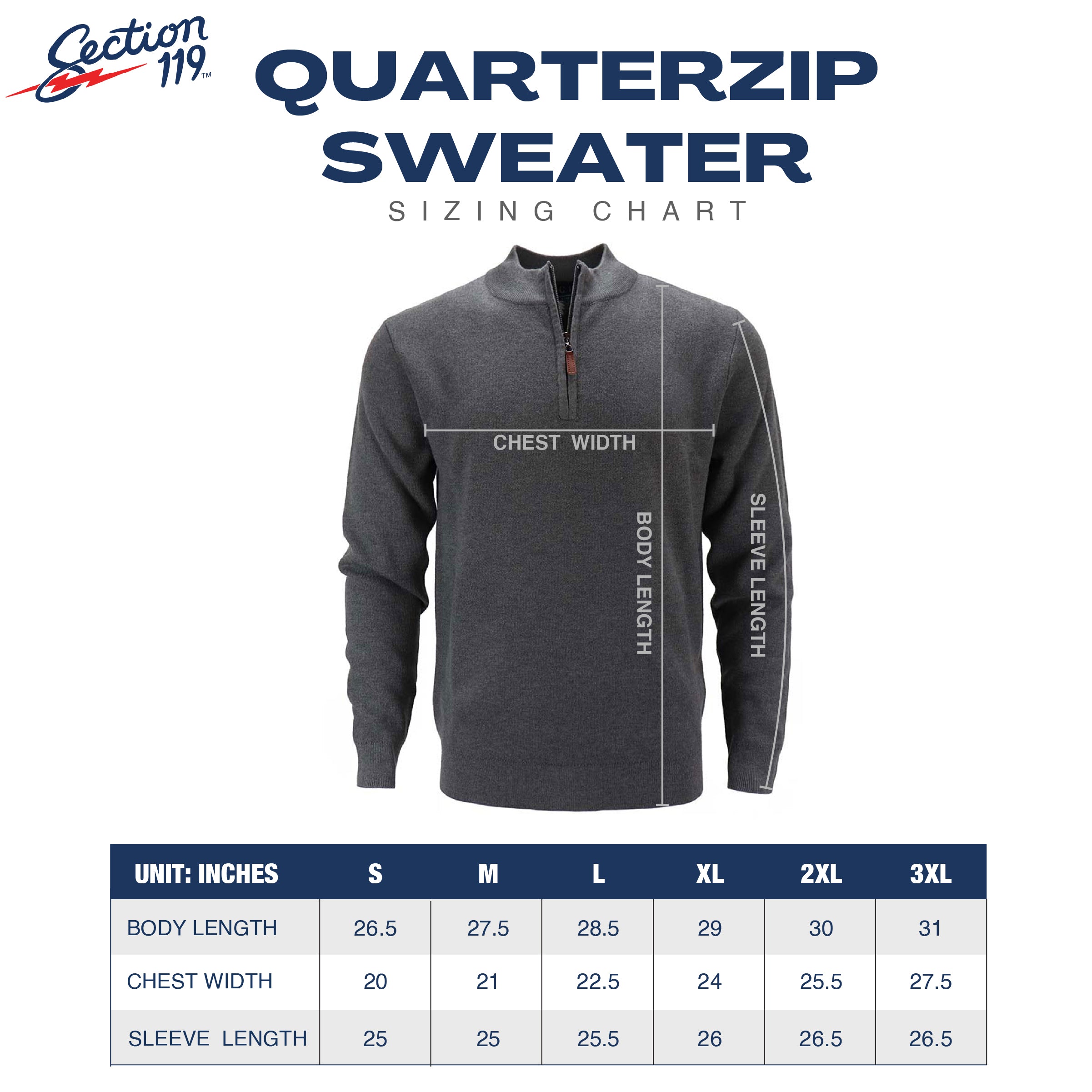 Grateful Dead Grey Bolt Quarter-Zip Sweater - Section 119