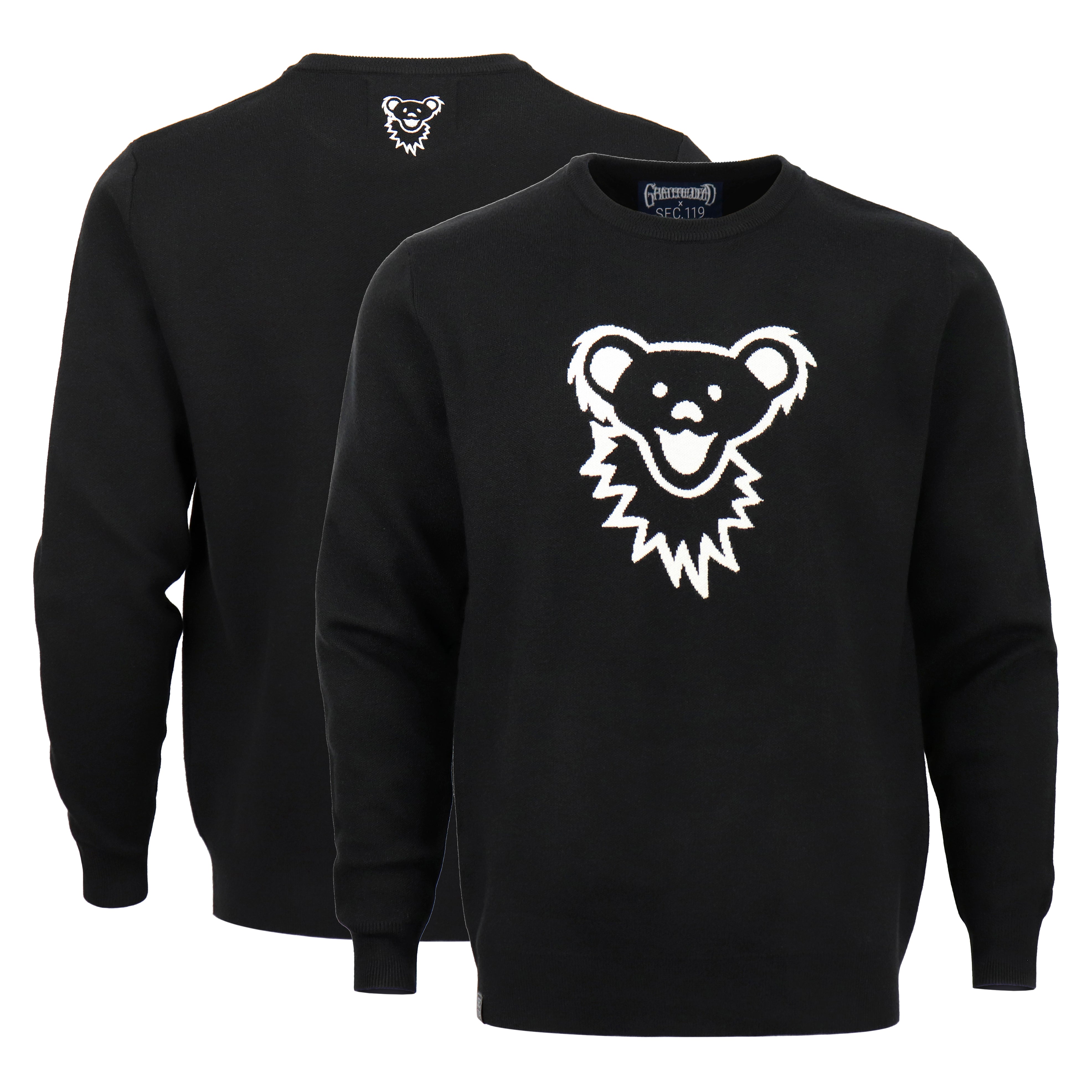 Grateful Dead Sweater White Bear on Black - Section 119