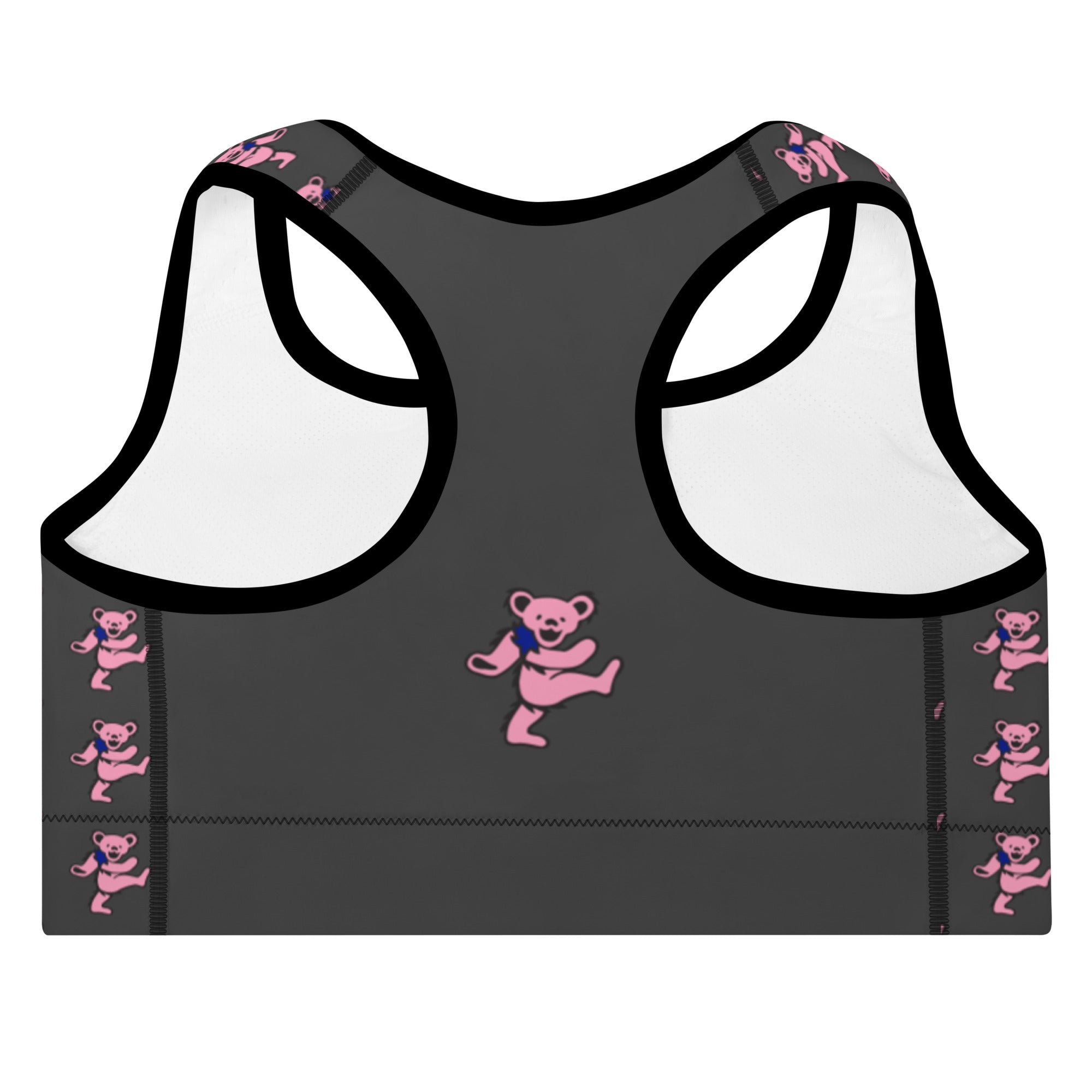 Grateful Dead Charcoal and Pink Dancing Bear Sports Bra - Section 119