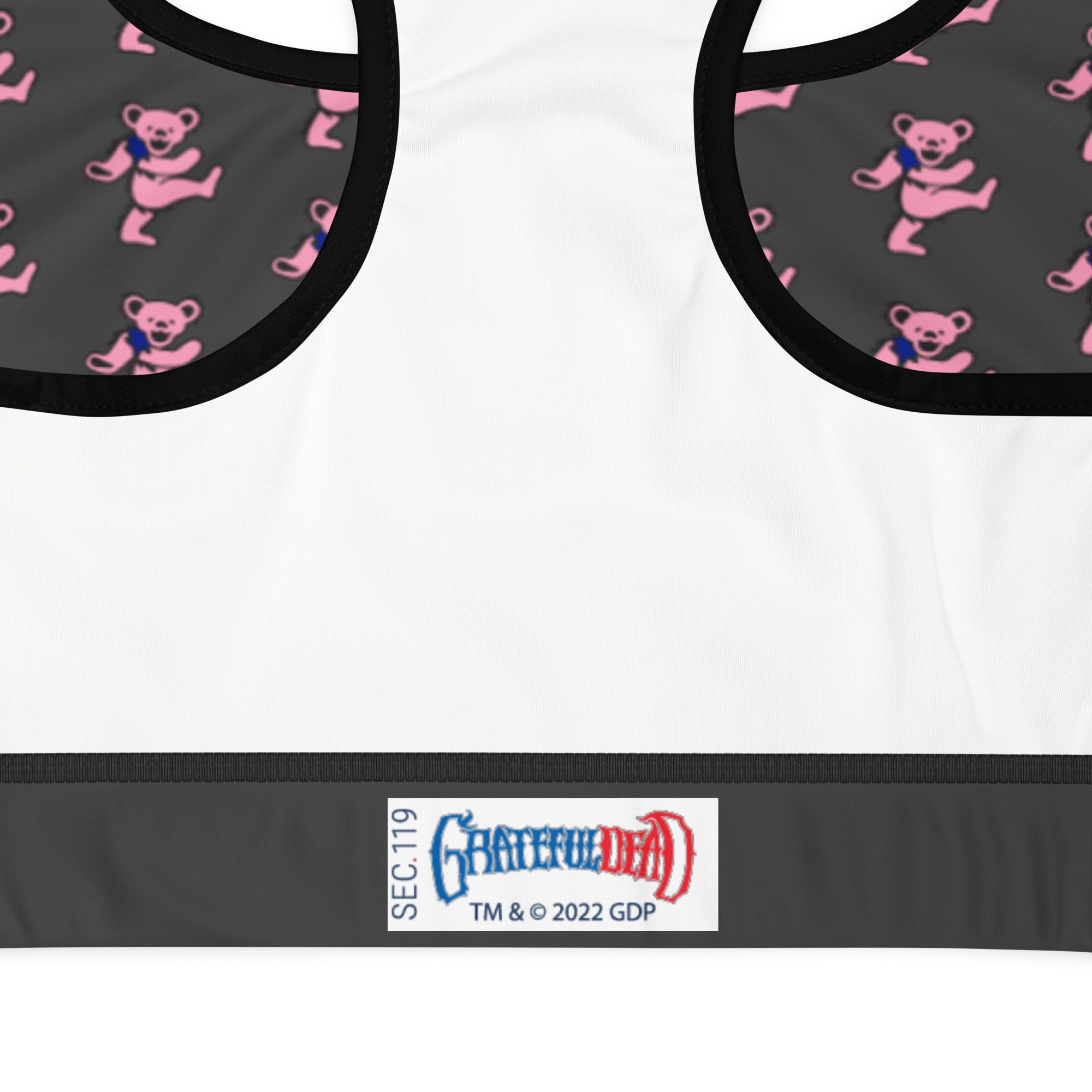 Grateful Dead Charcoal and Pink Dancing Bear Sports Bra - Section 119