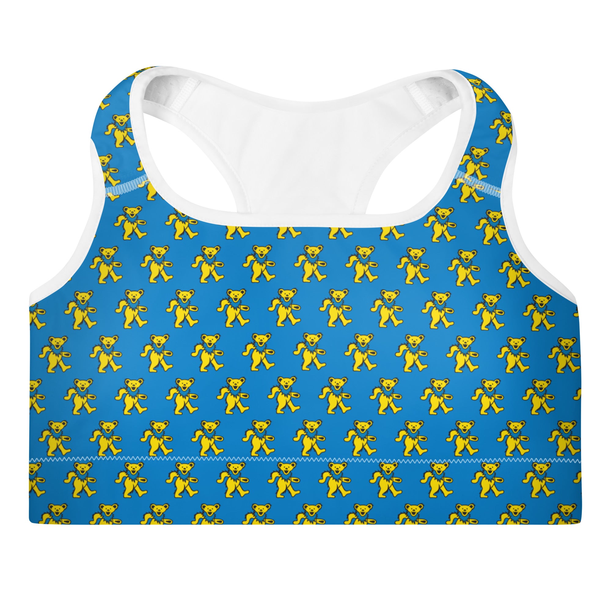 Grateful Dead Blue and Yellow Dancing Bear Sports Bra - Section 119