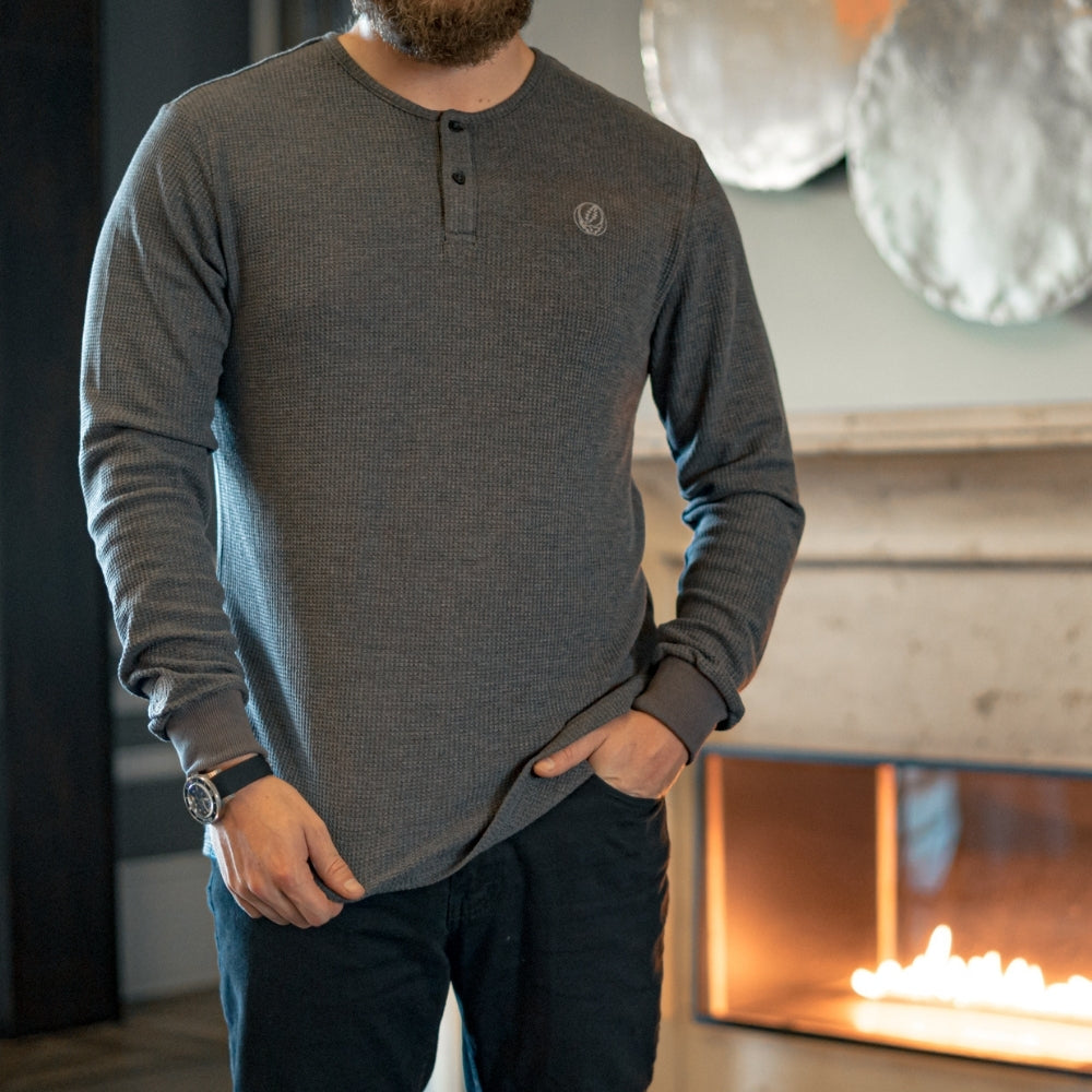 Grateful Dead Grey Steal Your Face Henley - Section 119