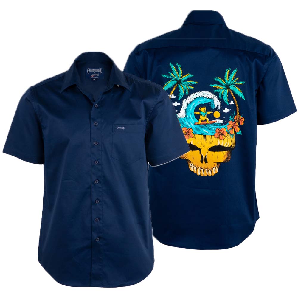 Grateful Dead Skeleton Stealie Short-Sleeve Button - Section 119