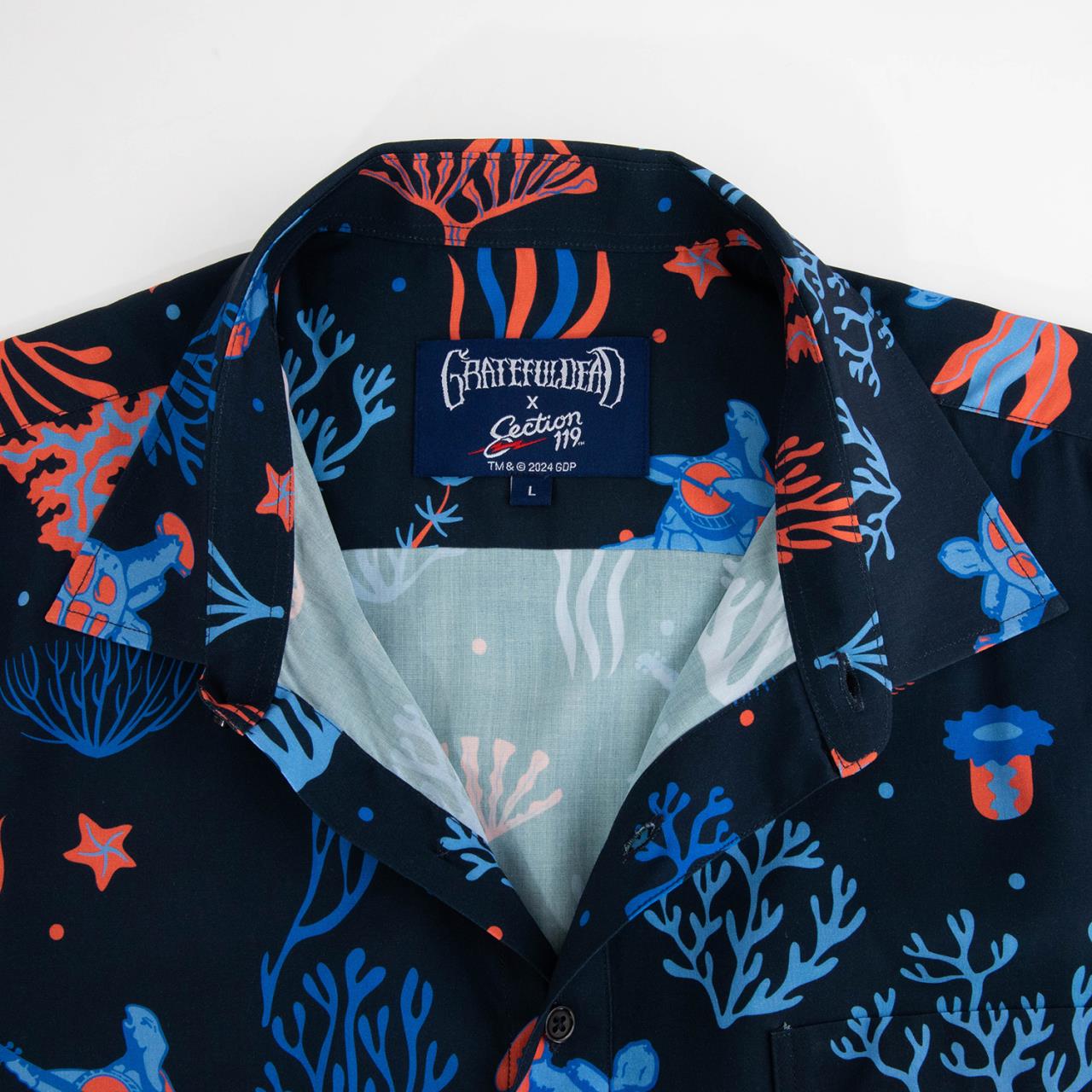Grateful Dead All Over Turtle and Corals Navy Relaxed Short Sleeve Button Down - Section 119