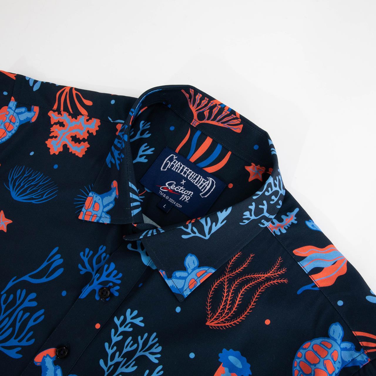 Grateful Dead All Over Turtle and Corals Navy Relaxed Short Sleeve Button Down - Section 119