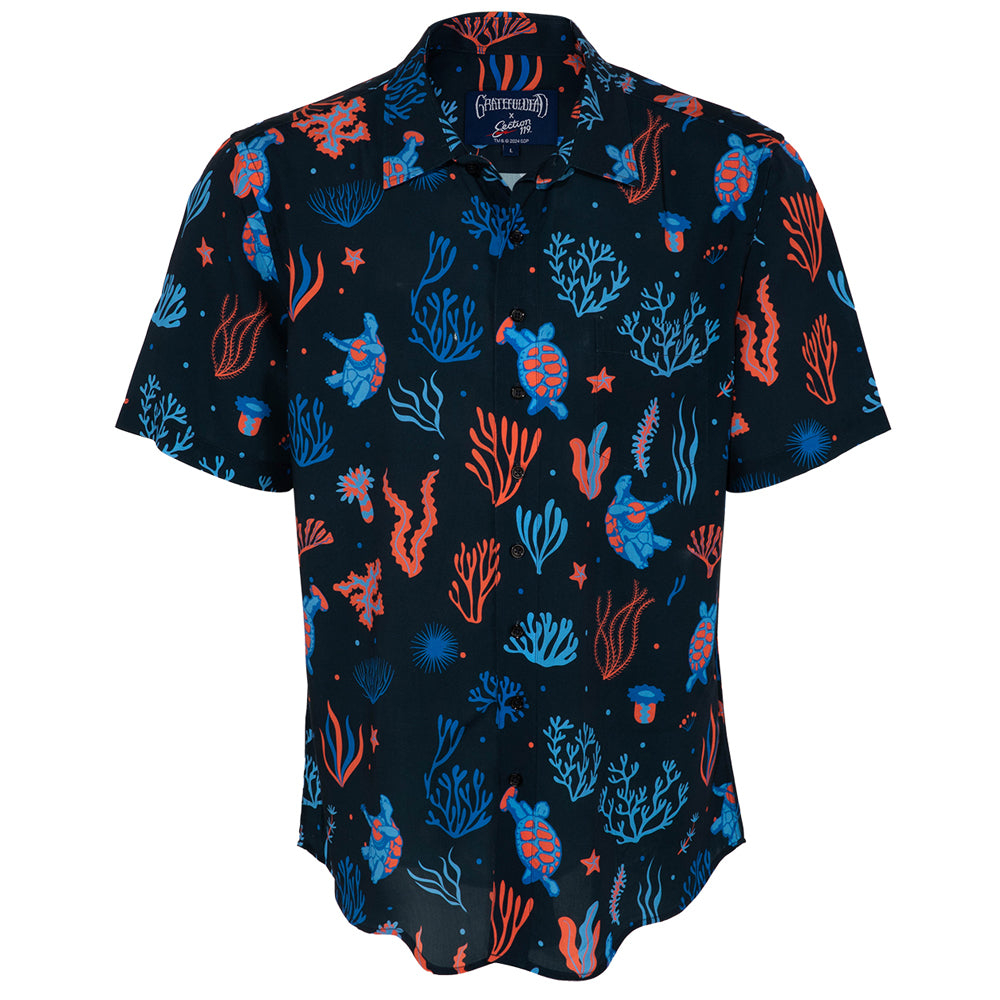 Grateful Dead Relaxed Fit Turtles N' Coral Navy Short Sleeve Button Down - Section 119