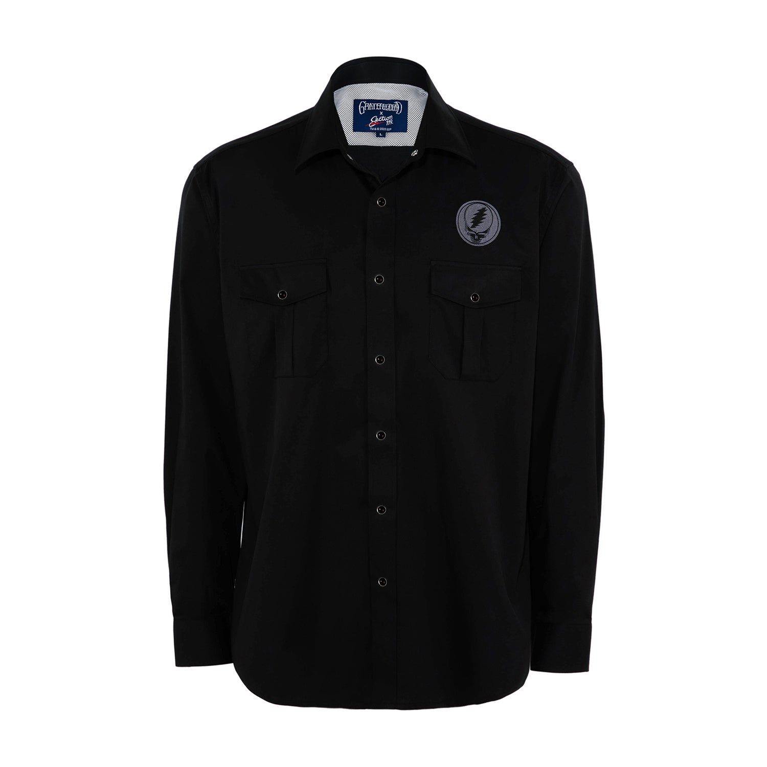 Grateful Dead Long Sleeve Button Down Snap Shirt Steal Your Face in Black M