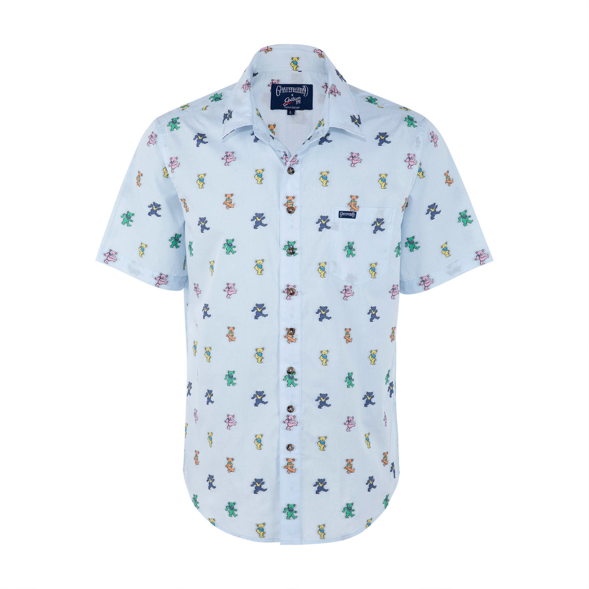 Grateful Dead Relaxed Woven Dancing Bear Short Sleeve Button Down - Section 119