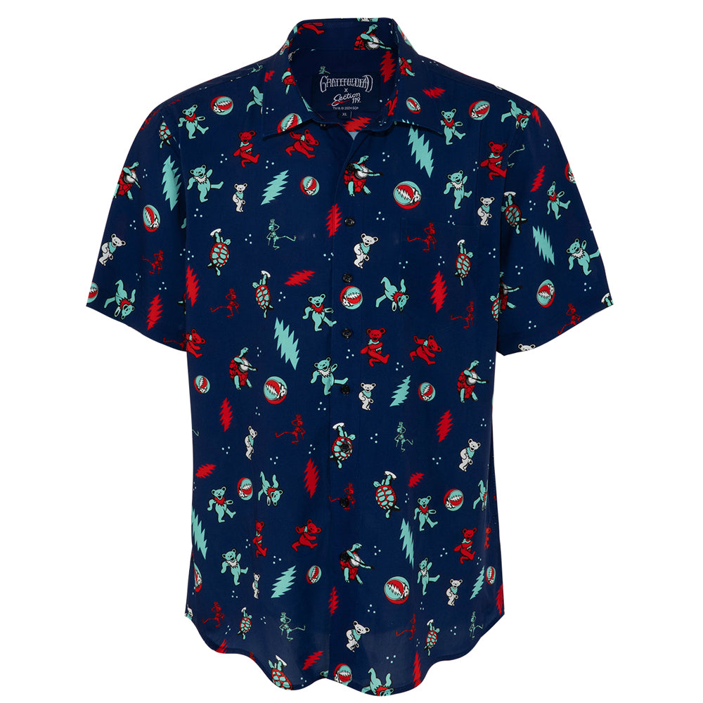 Grateful Dead Relaxed All the VibesNavy Short Sleeve Button Down - Section 119