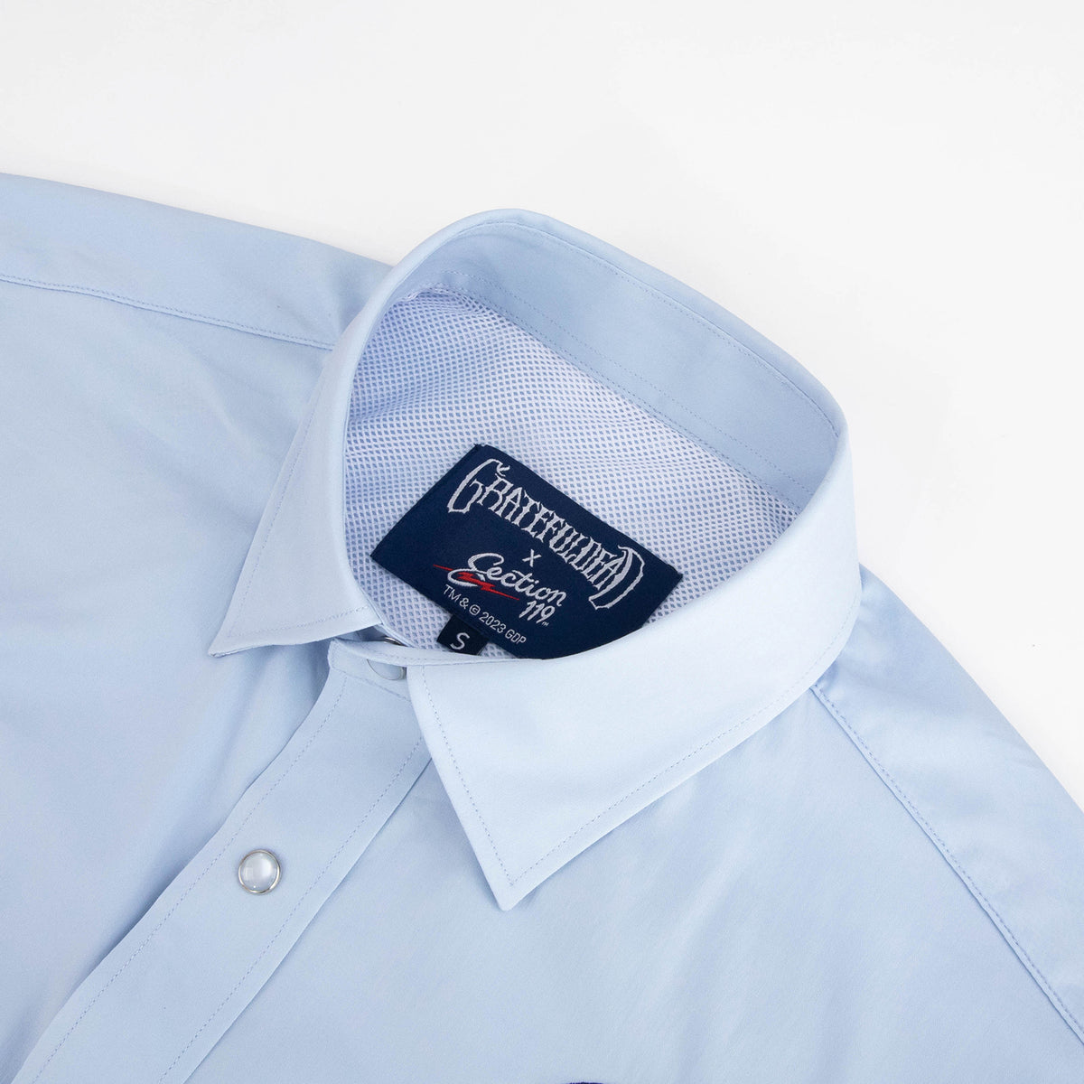 Grateful Dead  LSBD SNAPSHIRT STEALIE IN BABY BLUE - Section 119