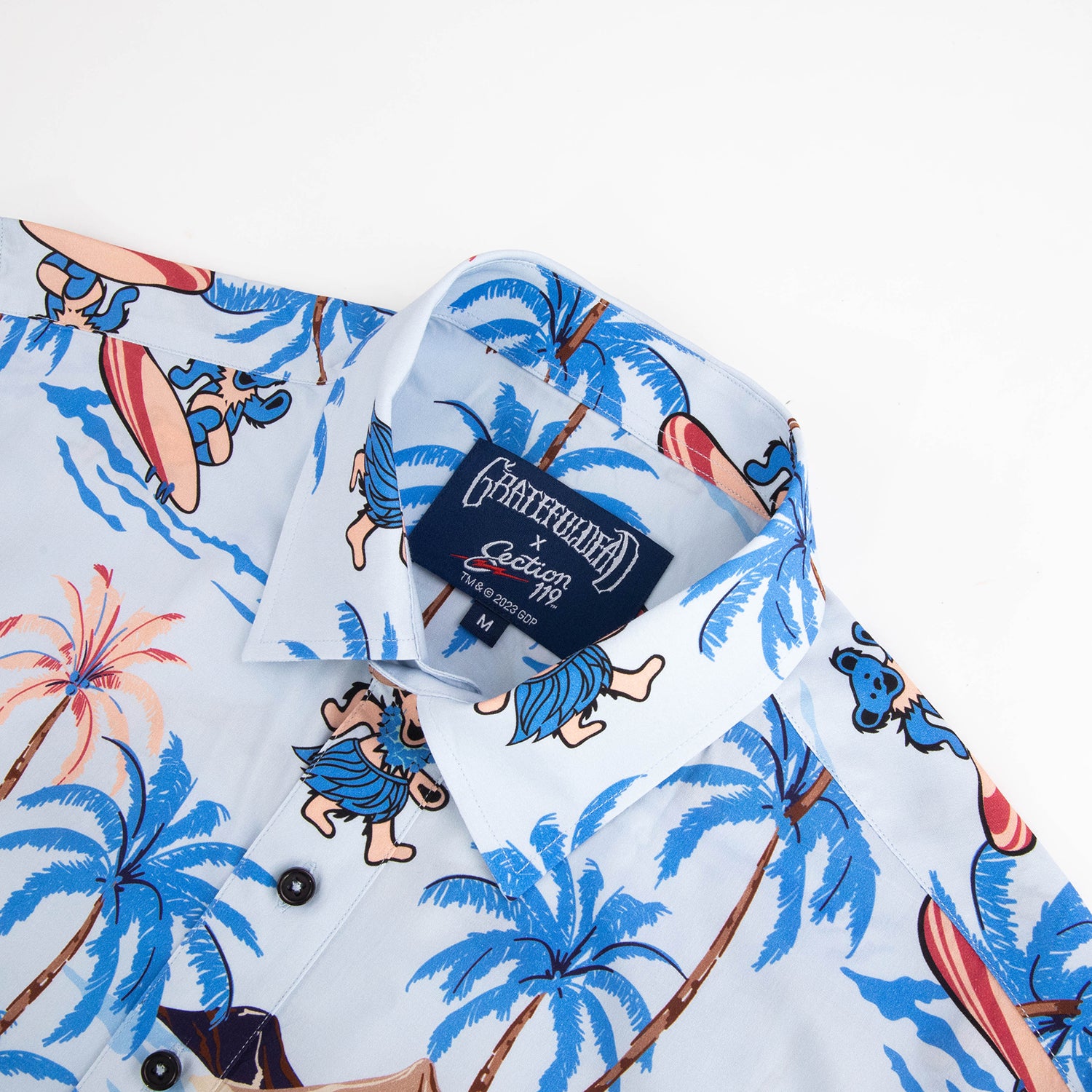 Grateful Dead Baby Blue Island Bear Relaxed Short Sleeve Button Down - Section 119