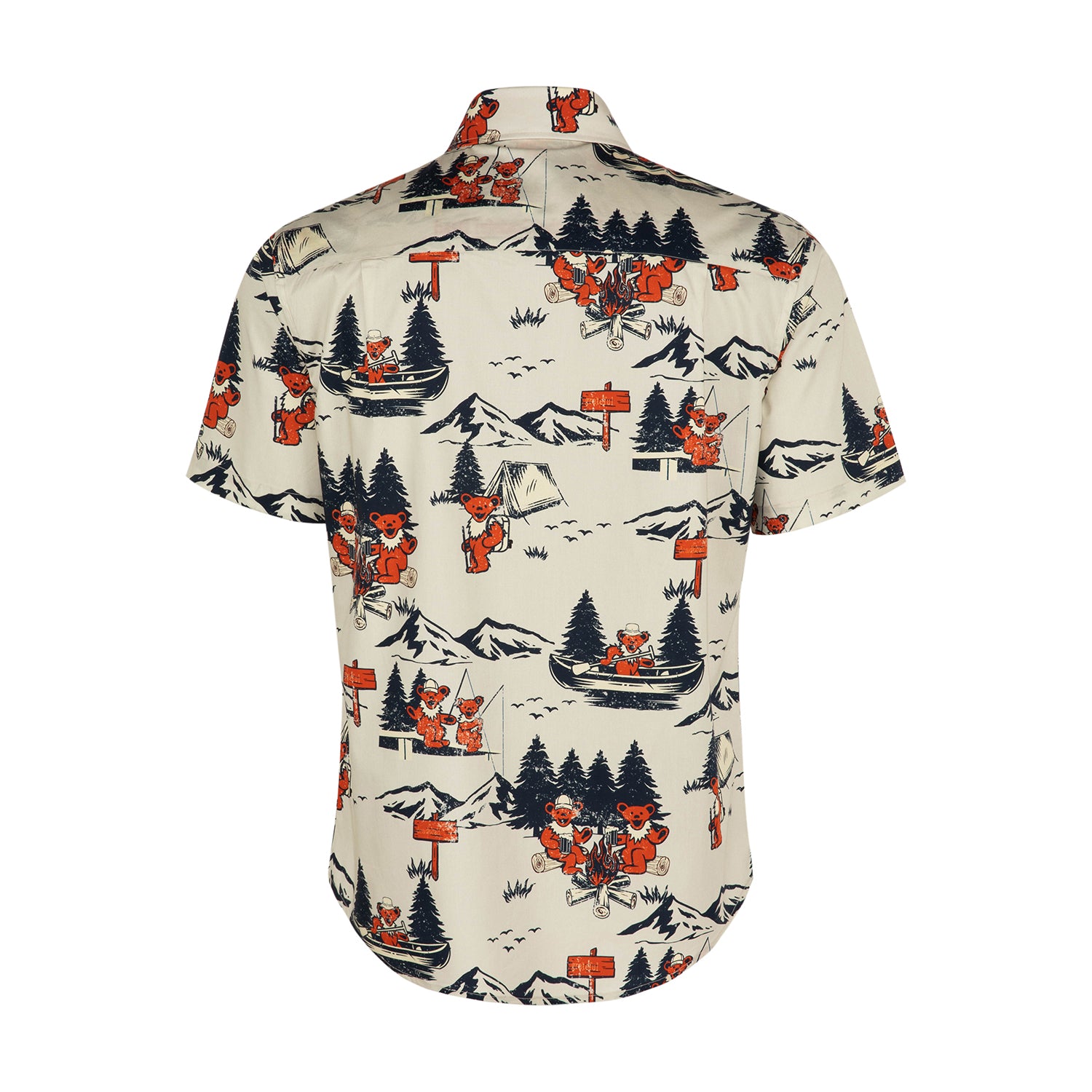 Grateful Dead Classic Short Sleeve Button Down Camping Bears in Ivory - Section 119