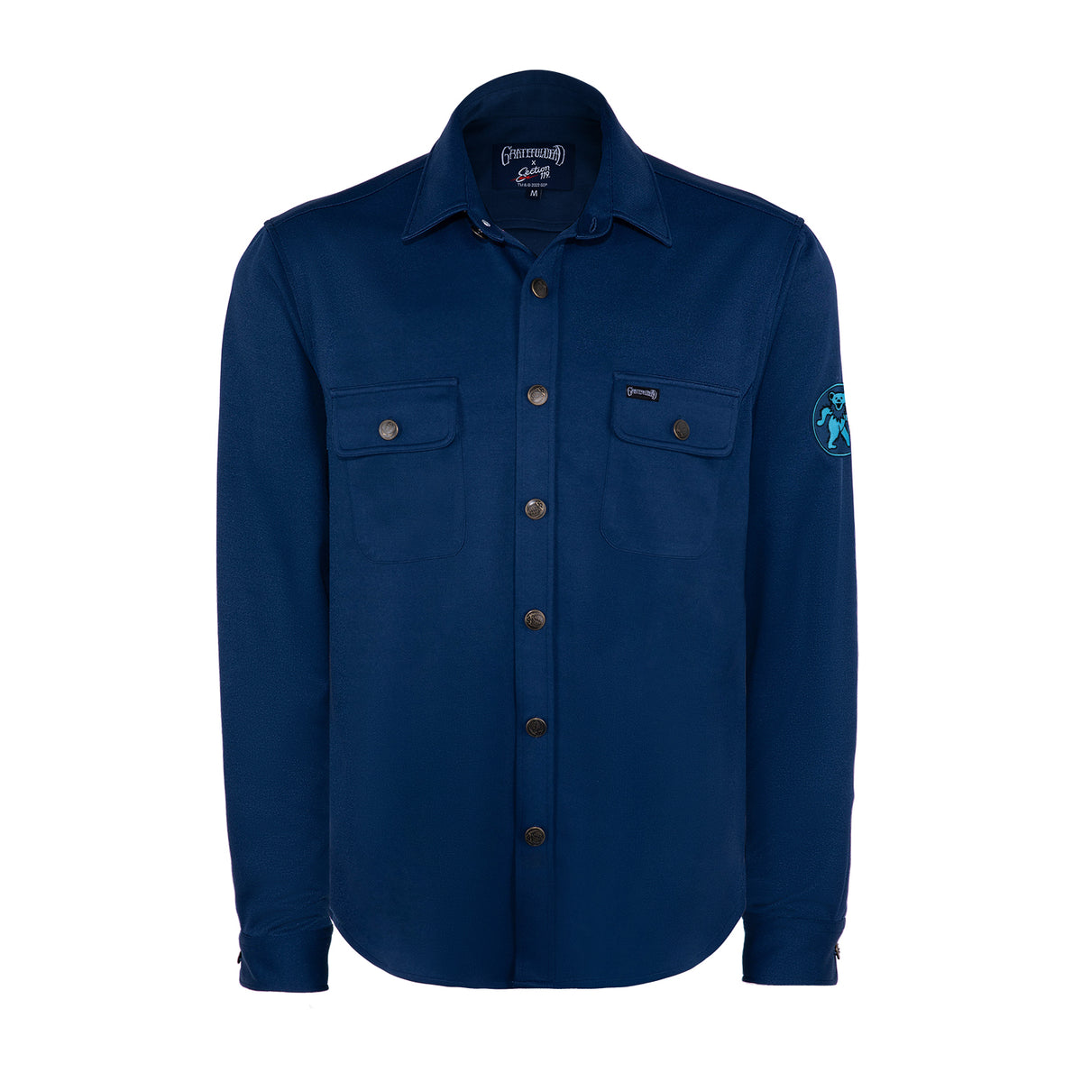 Grateful Dead Long Sleeve Button Down Sweater  Navy with Bear - Section 119