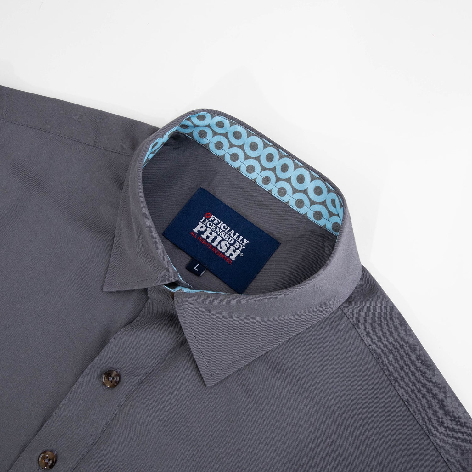 Phish Relaxed Short Sleeve Button Down Teal Donut in Grey - Section 119