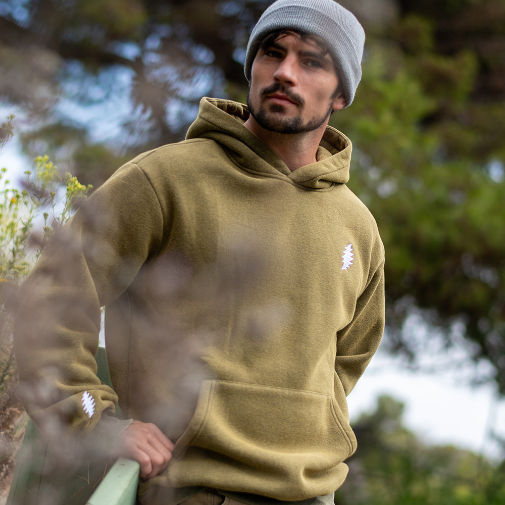 Grateful Dead | Pullover Hoodie | Acid wash Bolt in Olive Green