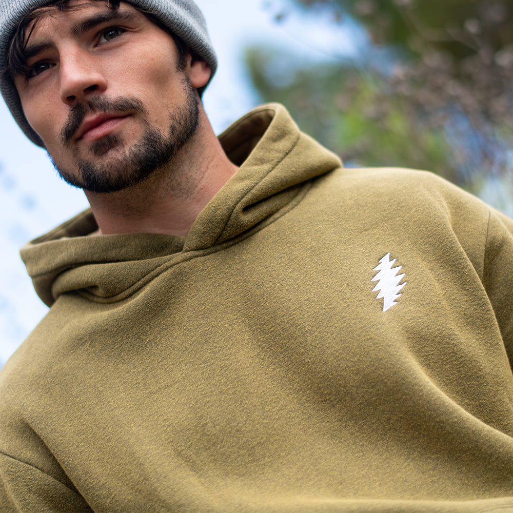 Grateful Dead | Pullover Hoodie | Acid wash Bolt in Olive Green