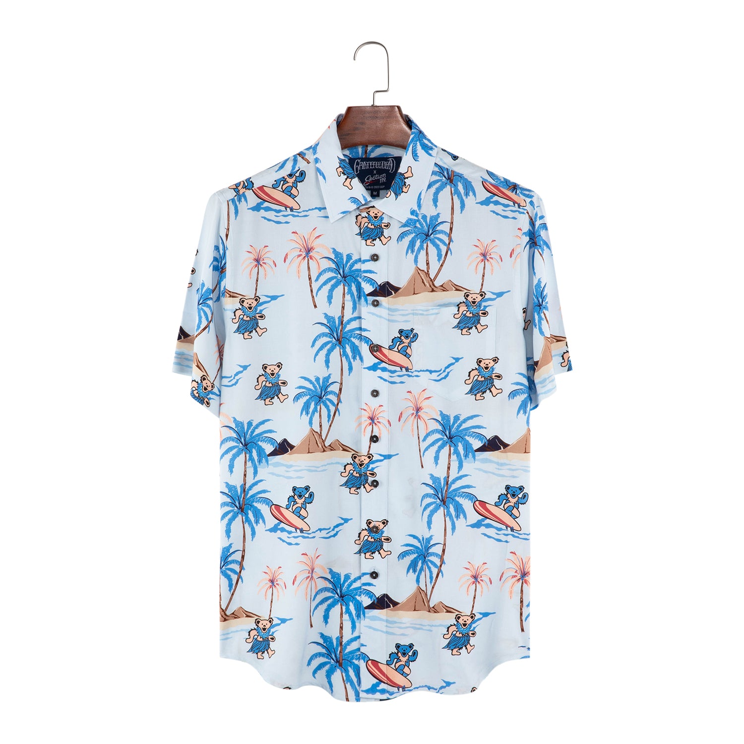 Grateful Dead Baby Blue Island Bear Relaxed Short Sleeve Button Down - Section 119