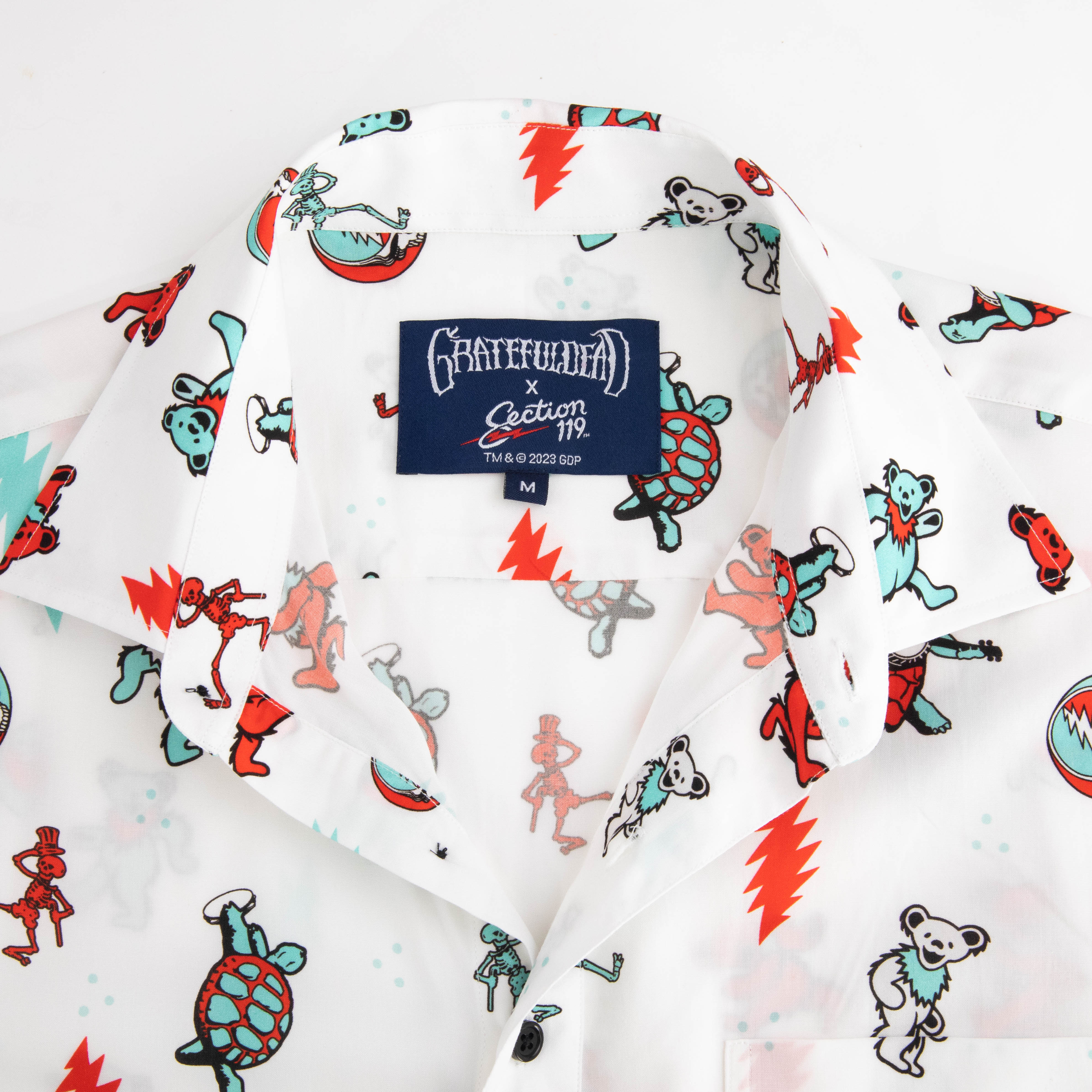Grateful Dead White All Over Logos Relaxed Short Sleeve Button Down - Section 119