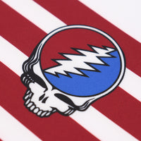 Grateful Dead Dry Fit Polo Stealie in Red White and Blue Stripes