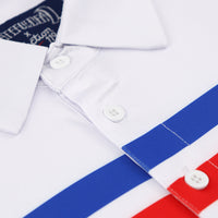 Grateful Dead Dry Fit Polo Stealie in Red White and Blue Stripes– Section  119