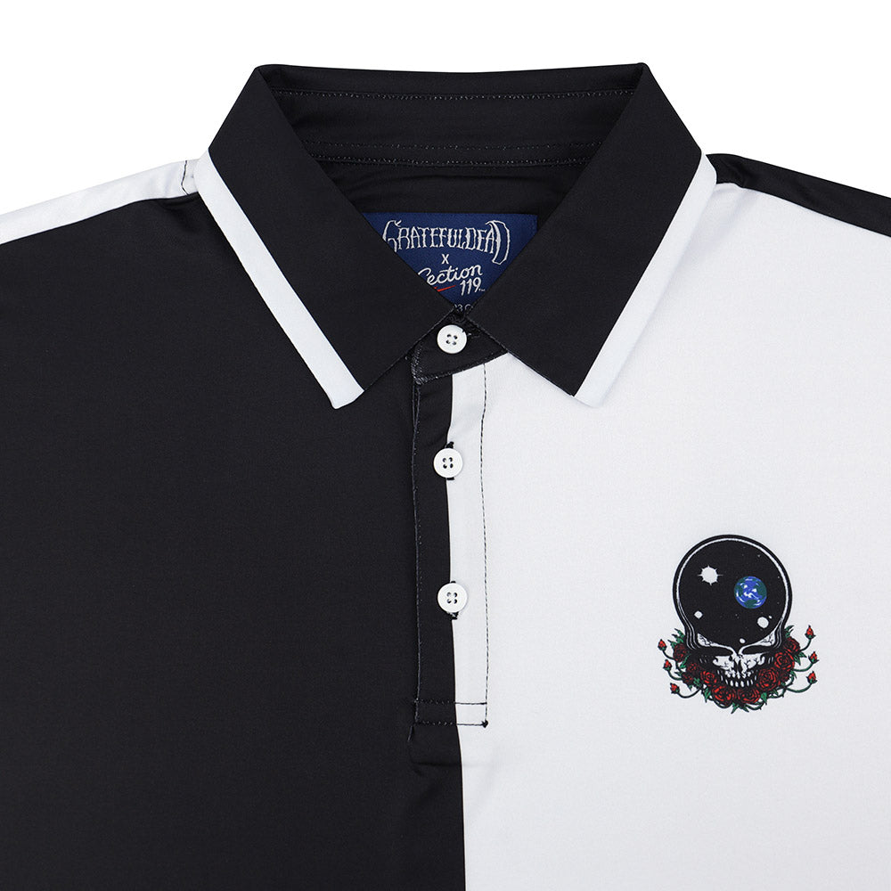 Grateful Dead Dry Fit Polo Space Your Face in Black and White - Section 119