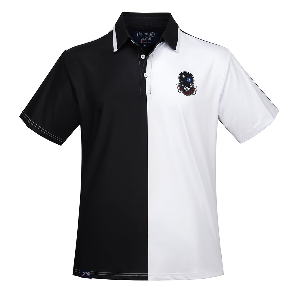 Grateful Dead Dry Fit Polo Space Your Face in Black and White - Section 119