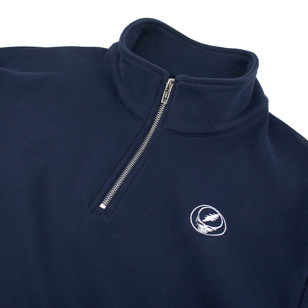Grateful Dead | Quarter Zip Mid Weight Fleece | White Stealie Blue