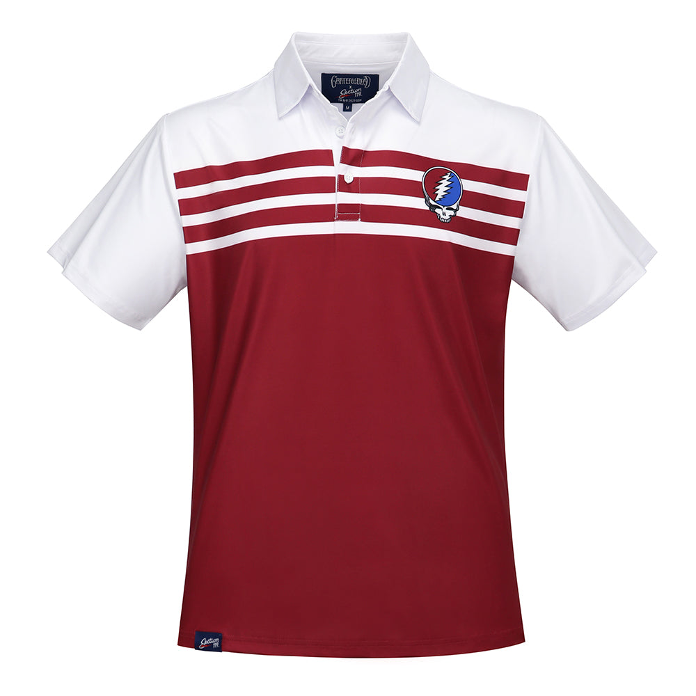 Grateful Dead Dry Fit Polo Stealie in Red Stripes - Section 119