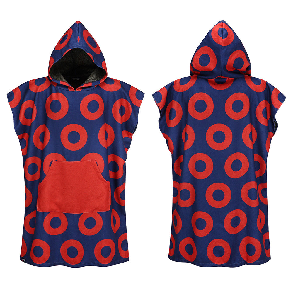 Phish Surf Towel Poncho in Classic Donut Red & Blue - Section 119