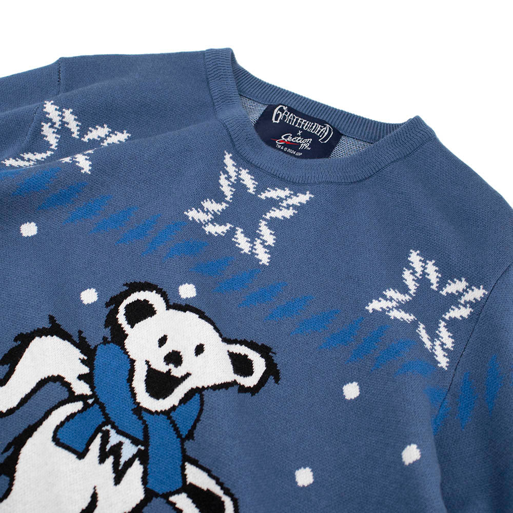Grateful Dead | Crewneck Sweater | Winter Dancing Bear Blue