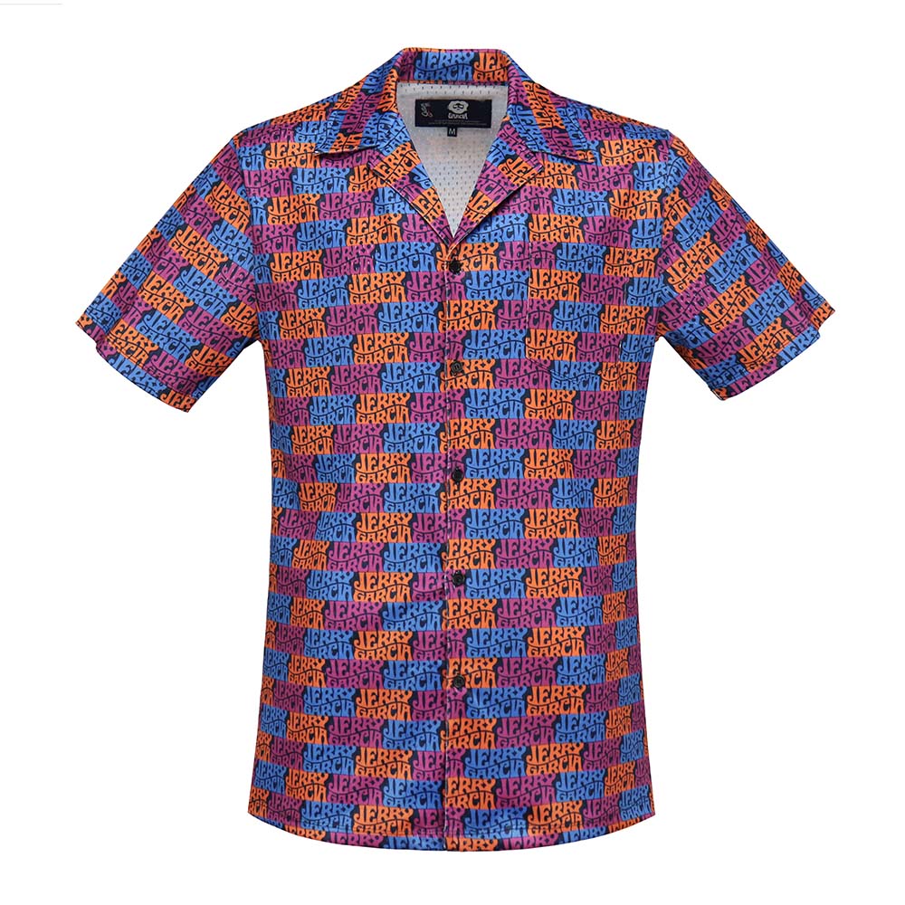 Wavy Jerry Garcia Mesh Short Sleeve Button Down - Section 119