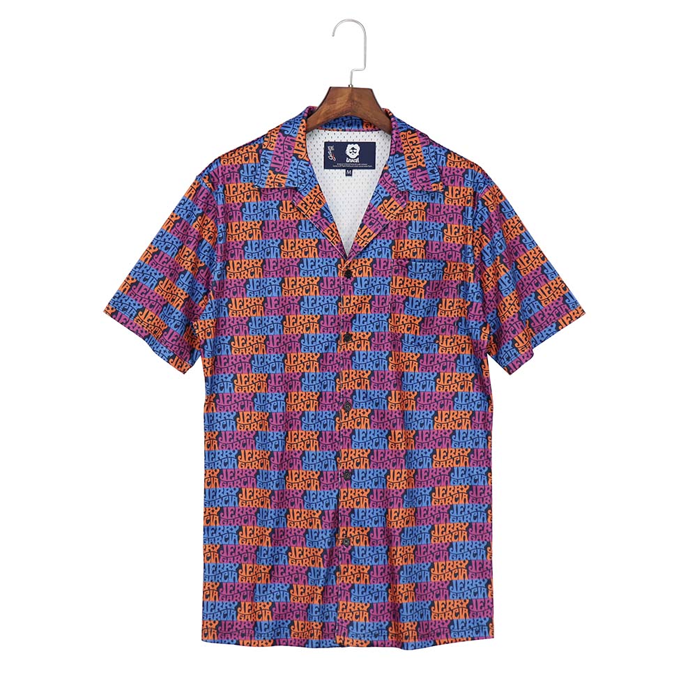 Wavy Jerry Garcia Mesh Short Sleeve Button Down - Section 119