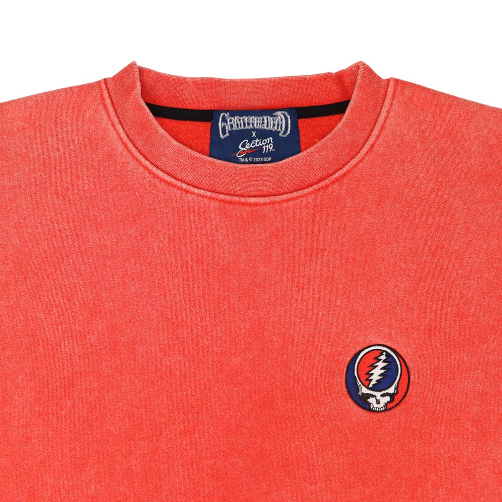 Women's Grateful Dead Stealie Embroidered Pigment Dye in Red– Section 119