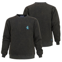 GD Crewneck Pigment Dye Blue Bear on Black (piece dye+ acid wash) - Section 119