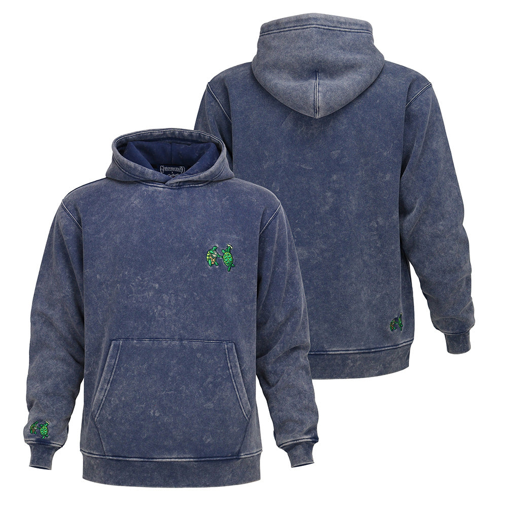 Grateful Dead Classic Pullover Hoodie Turtles on Navy (acid wash) - Section 119